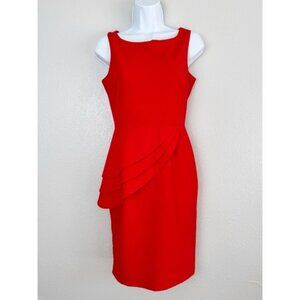 Venus red ruffle tiered side sleeveless sheath dress 2